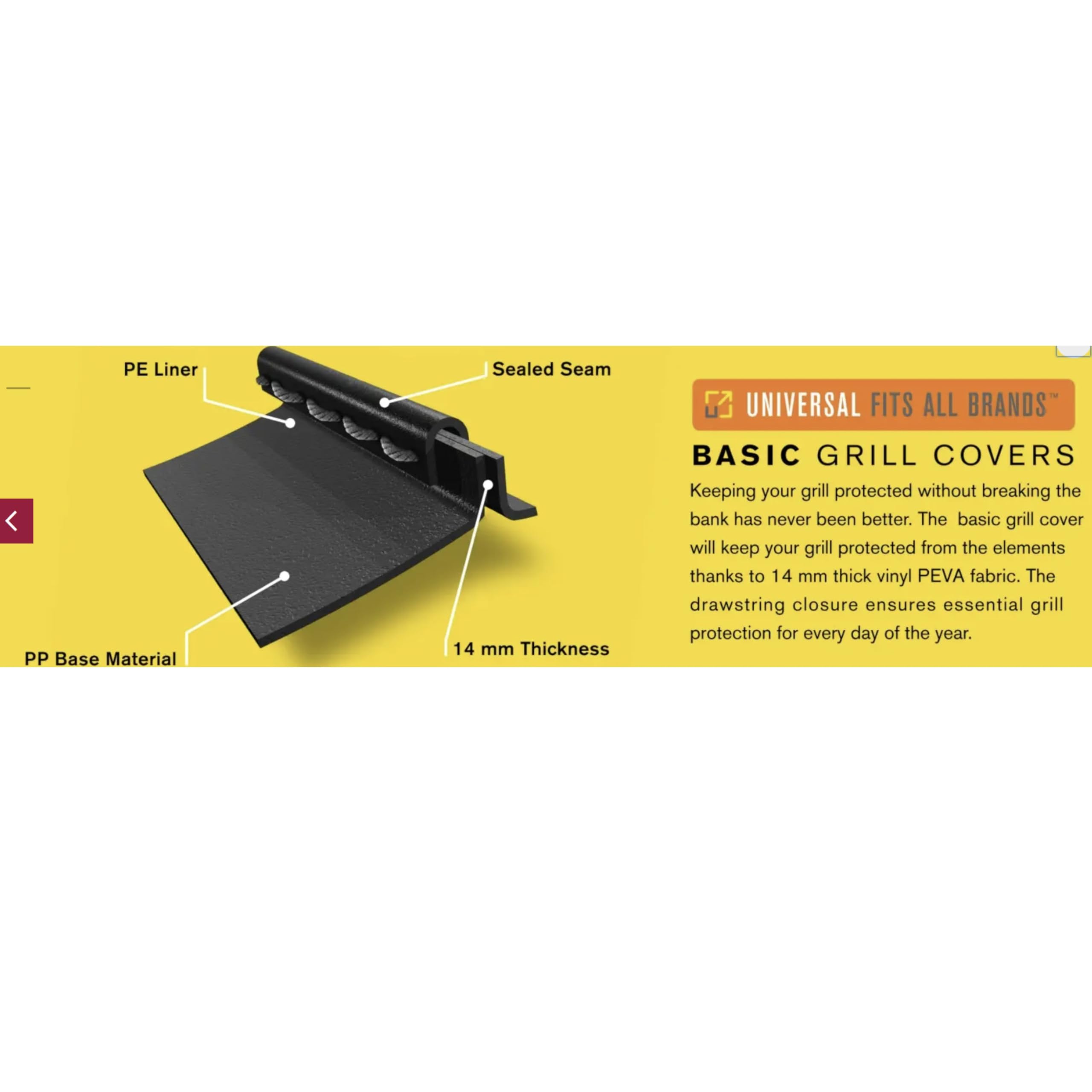 Char-Broil cover dimensions 62W x 25D x 44H for full grill coverage.