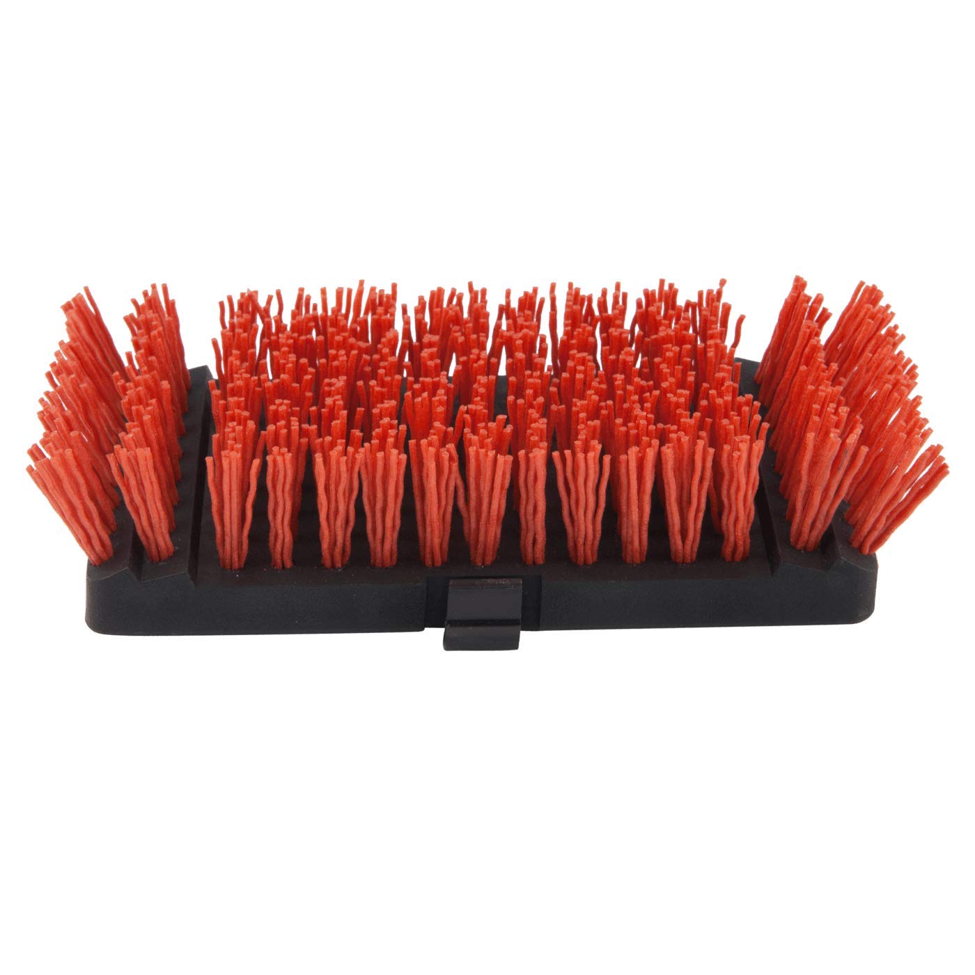 Char-Broil porcelain grates cleaning close-up showing gentle brush action.