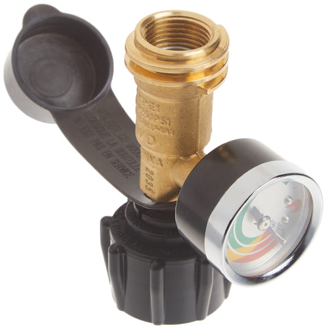 Char-Broil tank gauge with dual Type 1 OPD connection fits most tanks for quick setup.