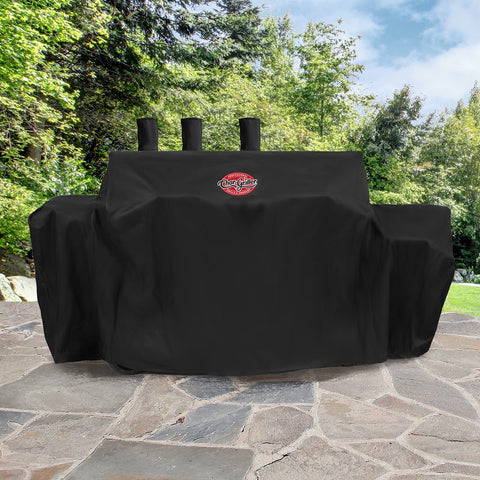 Char-Griller 5050 Duo cover easy-slip-on design makes setup quick.