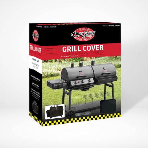 Char-Griller 5050 Duo cover protects from birds and debris when idle.