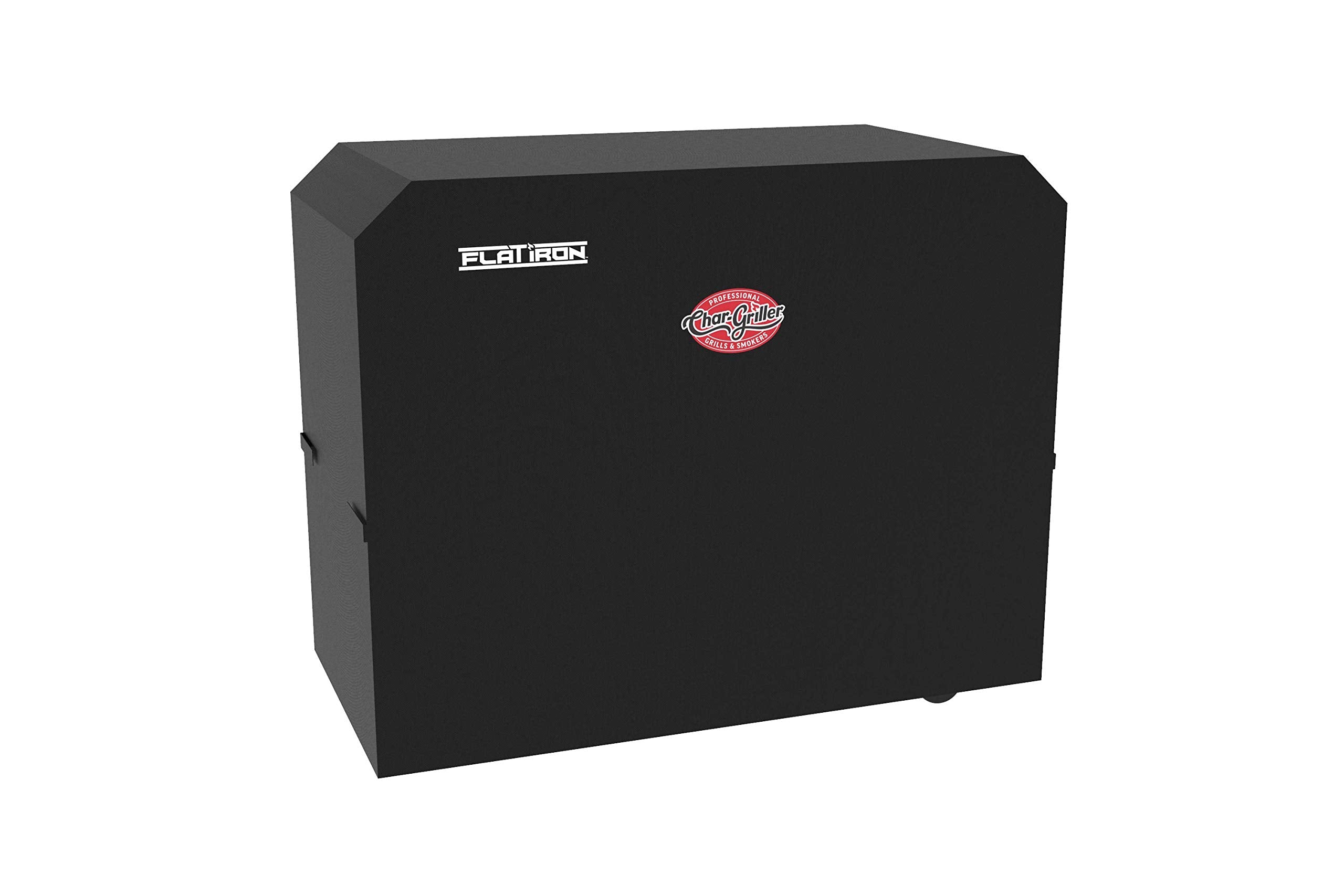 Char-Griller 8075 cover front view shields the 4-burner griddle from weather.