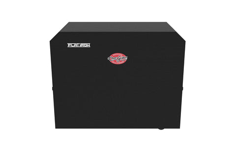 Char-Griller 8075 cover side view shows snug, protective fit.
