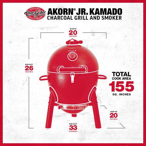 Char-Griller AKORN Jr removable warming rack keeps sides warm and ready.