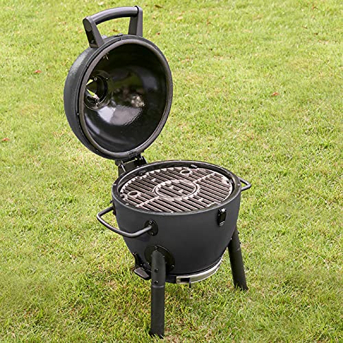 Char-Griller AKORN Jr side handles for easy carrying during camping or tailgating.