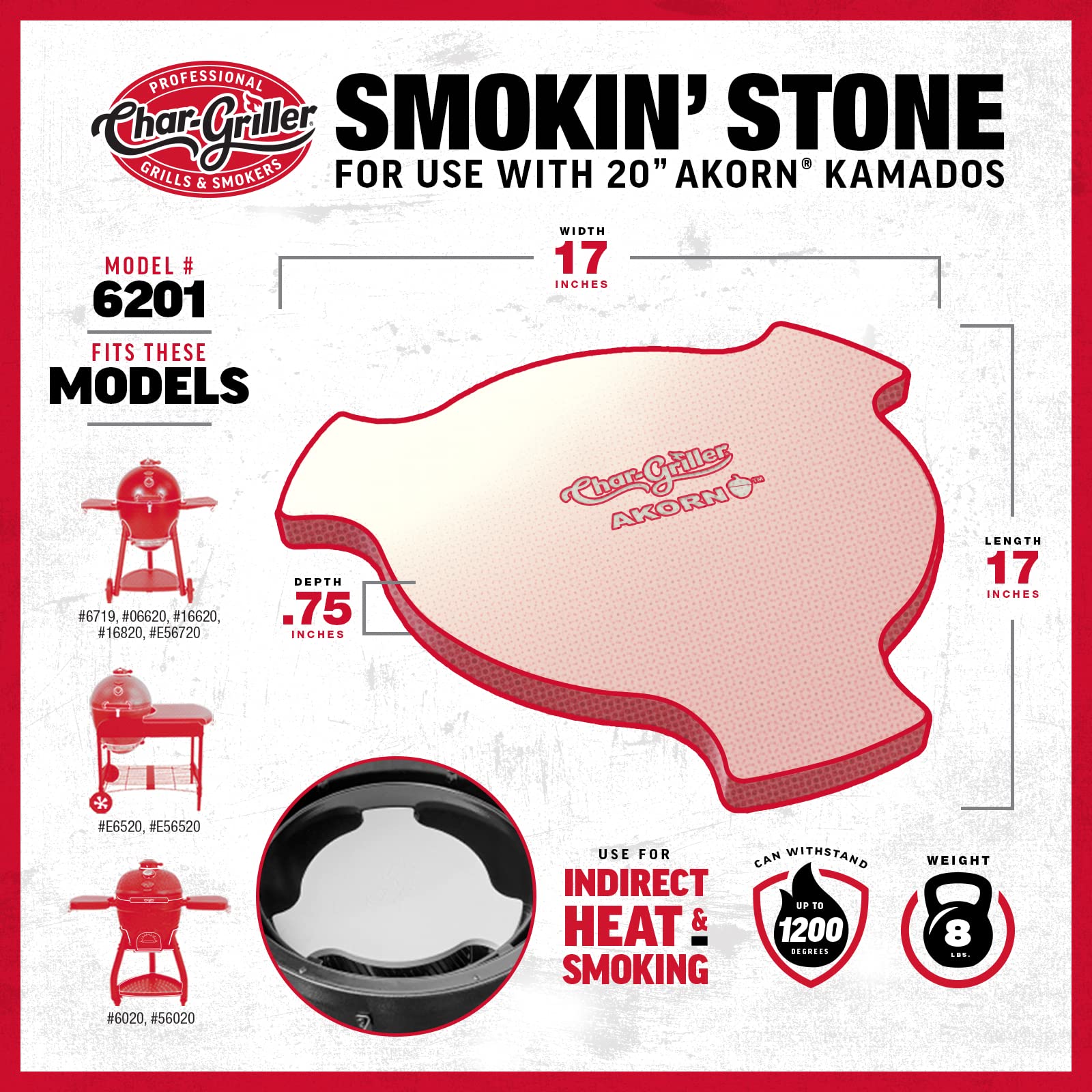 Char-Griller AKORN Smokin' Stone great for baking bread or cookies outdoors.