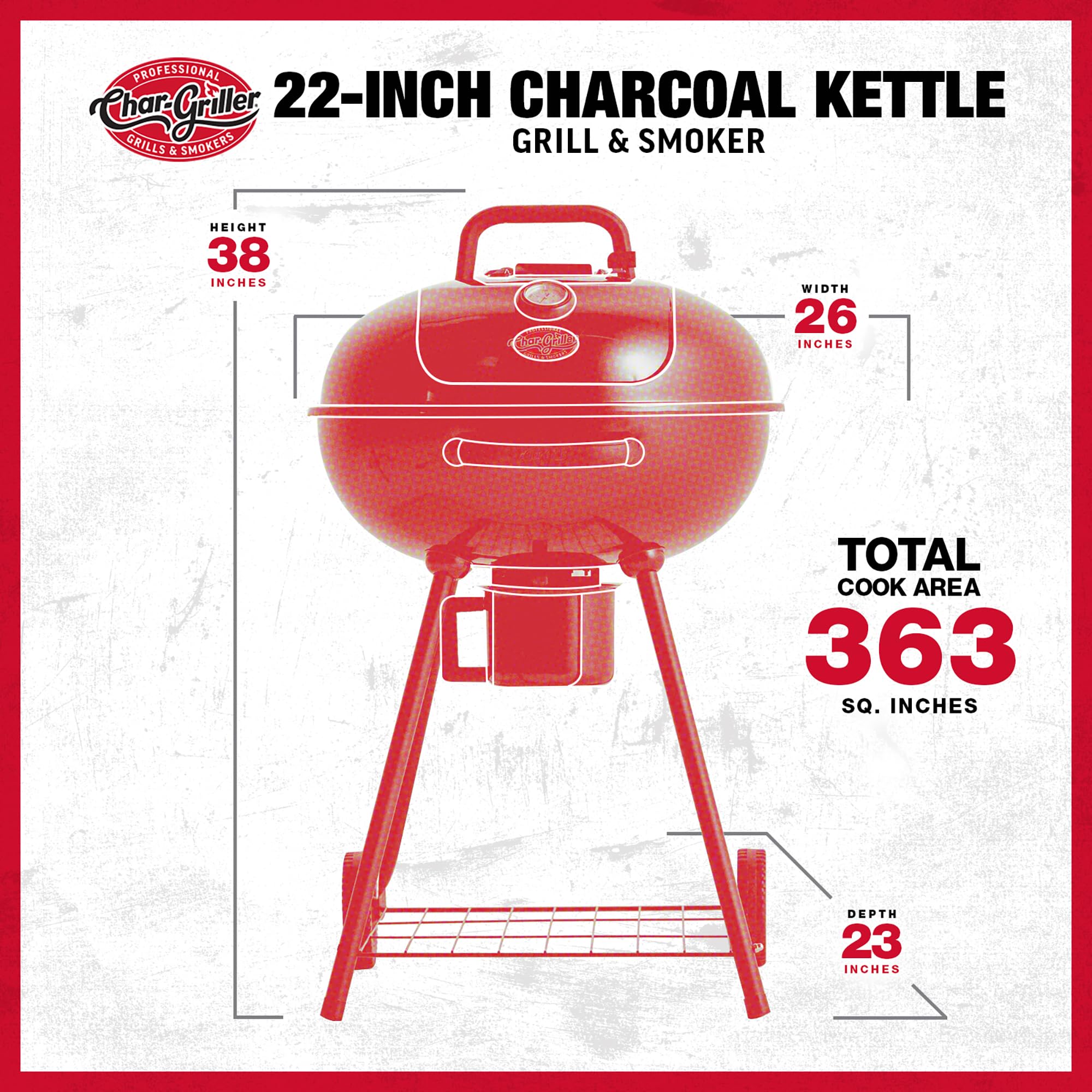 Char-Griller CG30040725 22-inch kettle in a backyard setup ready for gatherings