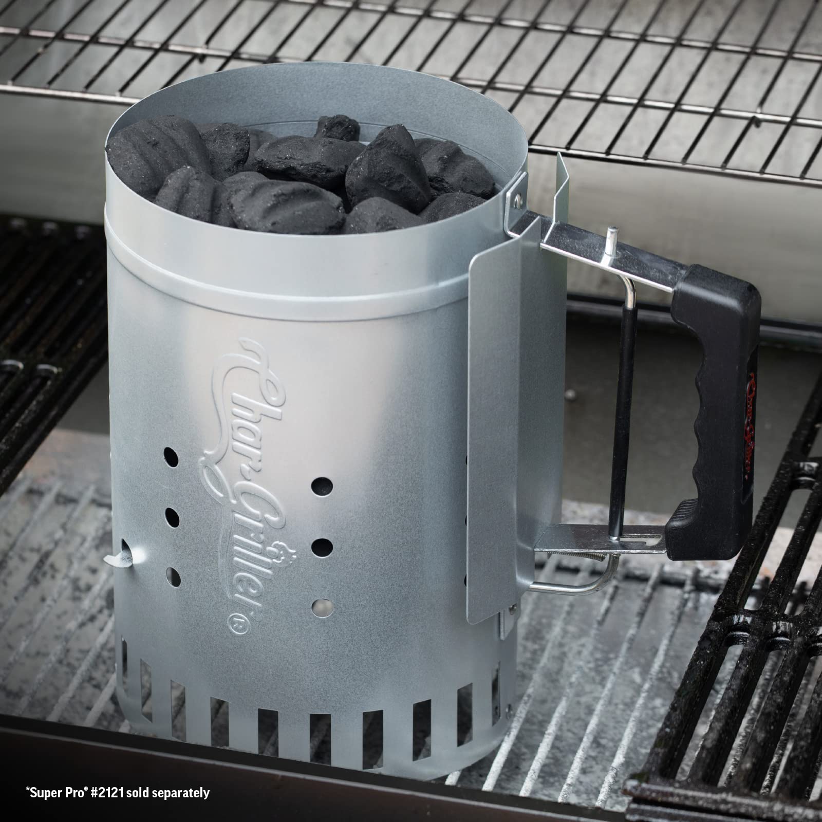 Chimney starter showcasing airflow vents creating efficient heat