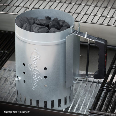 Chimney starter showcasing airflow vents creating efficient heat