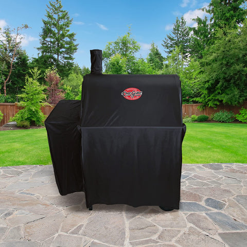 Char-Griller cover in black adds sleek, weather-ready protection.