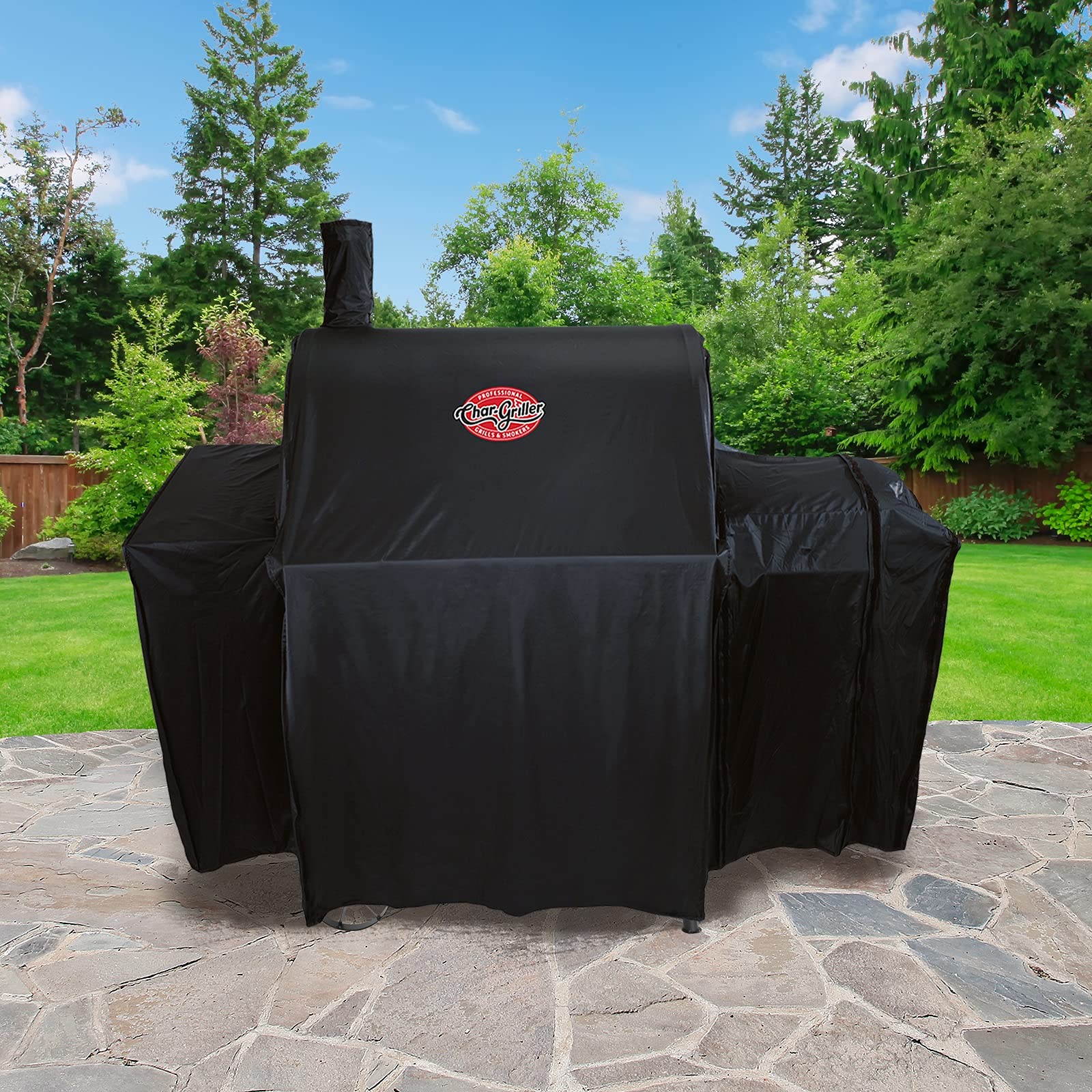 Char-Griller cover showcases weather-resistant fabric for year-round use.