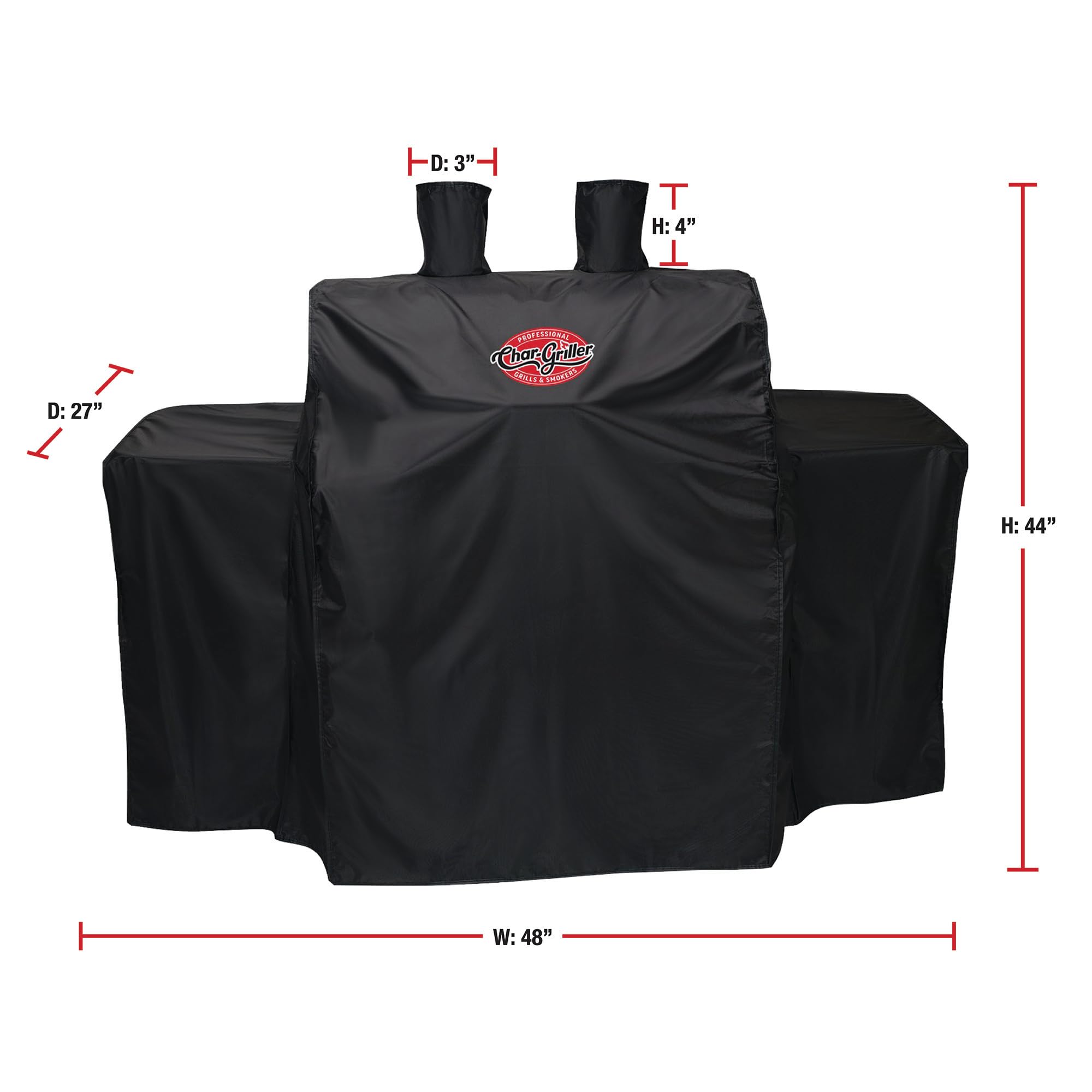Char-Griller heavy-duty polyester material shields against dust and rain.