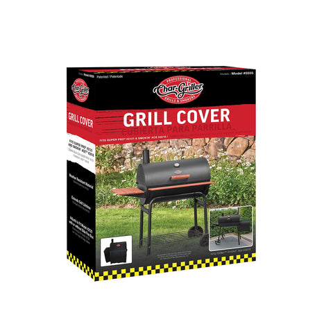 Char-Griller outdoor cover keeps birds and debris away from grill.