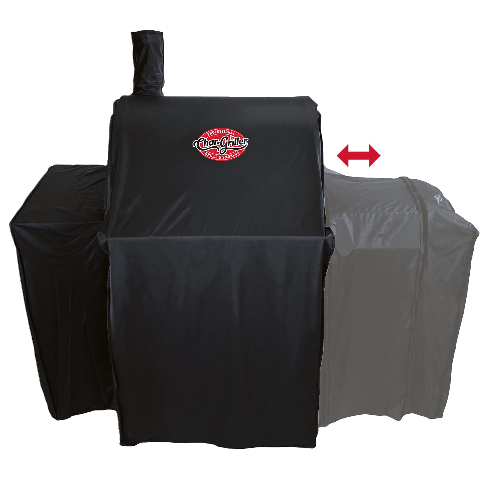 Expanded Wrangler cover shows extended length to fit larger grills with the smoker box