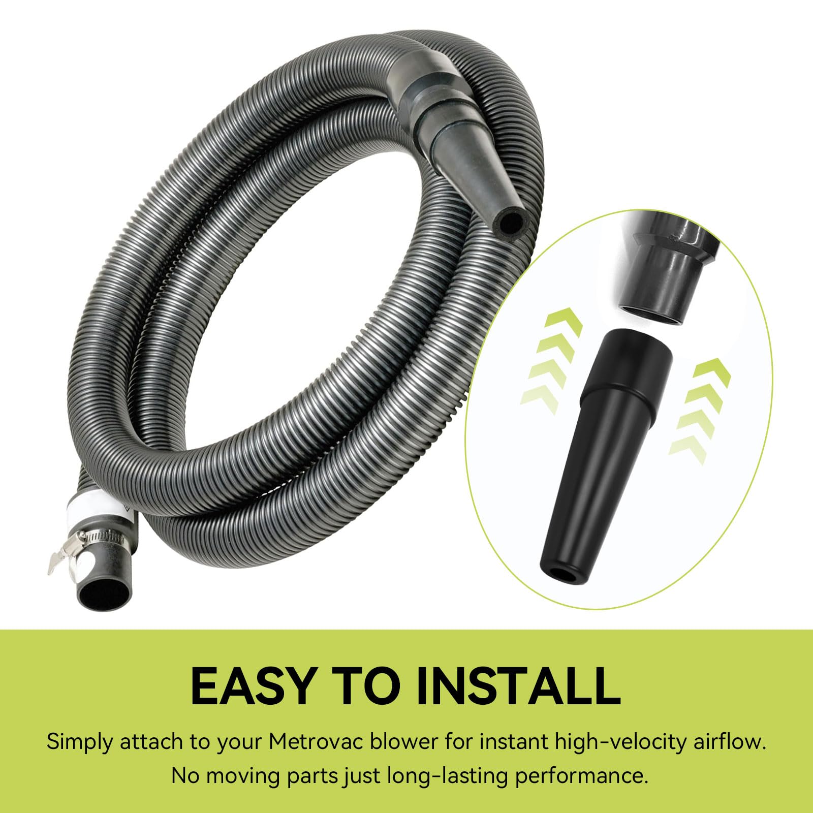 Easy to attach to Metrovac blowers for immediate high velocity airflow.