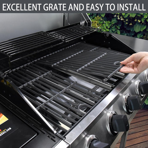 Charbrofire cast-iron enamel grate close-up showing robust construction and heat retention.