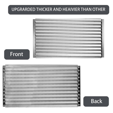 Charbrofire durable cast-iron grates resist warping at high heat for versatile cooking.