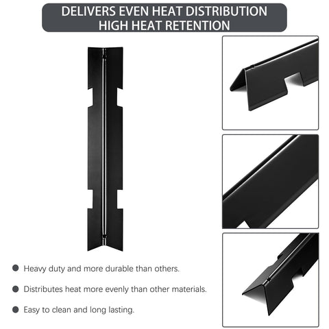 Matte enamel cast iron grates offer lasting heat retention.