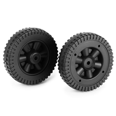 Charbrofire wheel close-up shows soft rubber tread for smooth rolling.