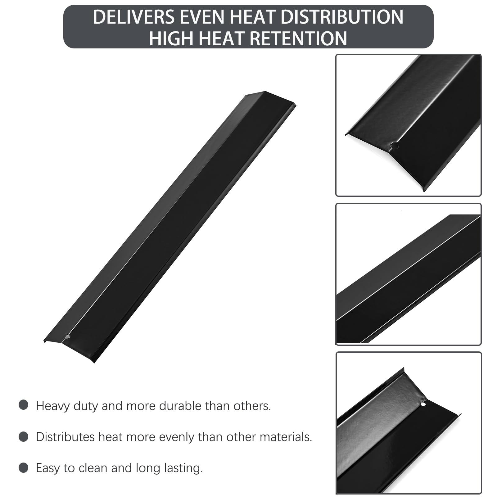 Charbrofire heat deflector plate with durable build enhances heat retention and searing.