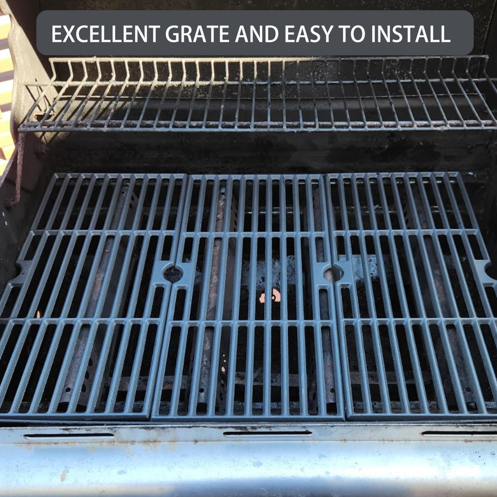 Charbrofire matte enamel cast-iron grate offers durable, high-heat performance.