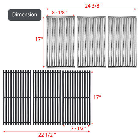Charbrofire matte enamel cast-iron grates provide durable, easy-to-clean grilling surface.
