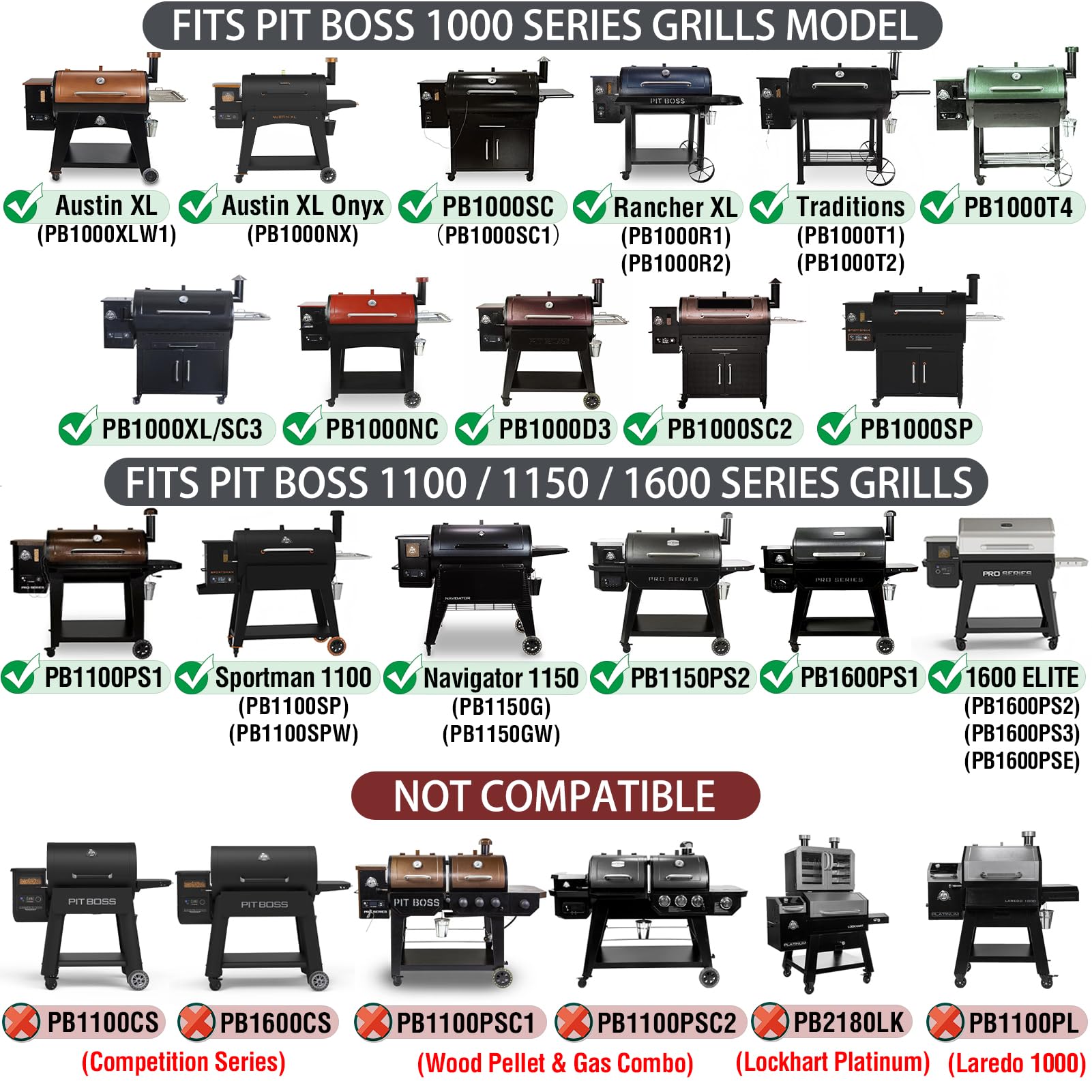 Charbrofire Pit Boss 1100 compatibility chart emphasizes broad part compatibility