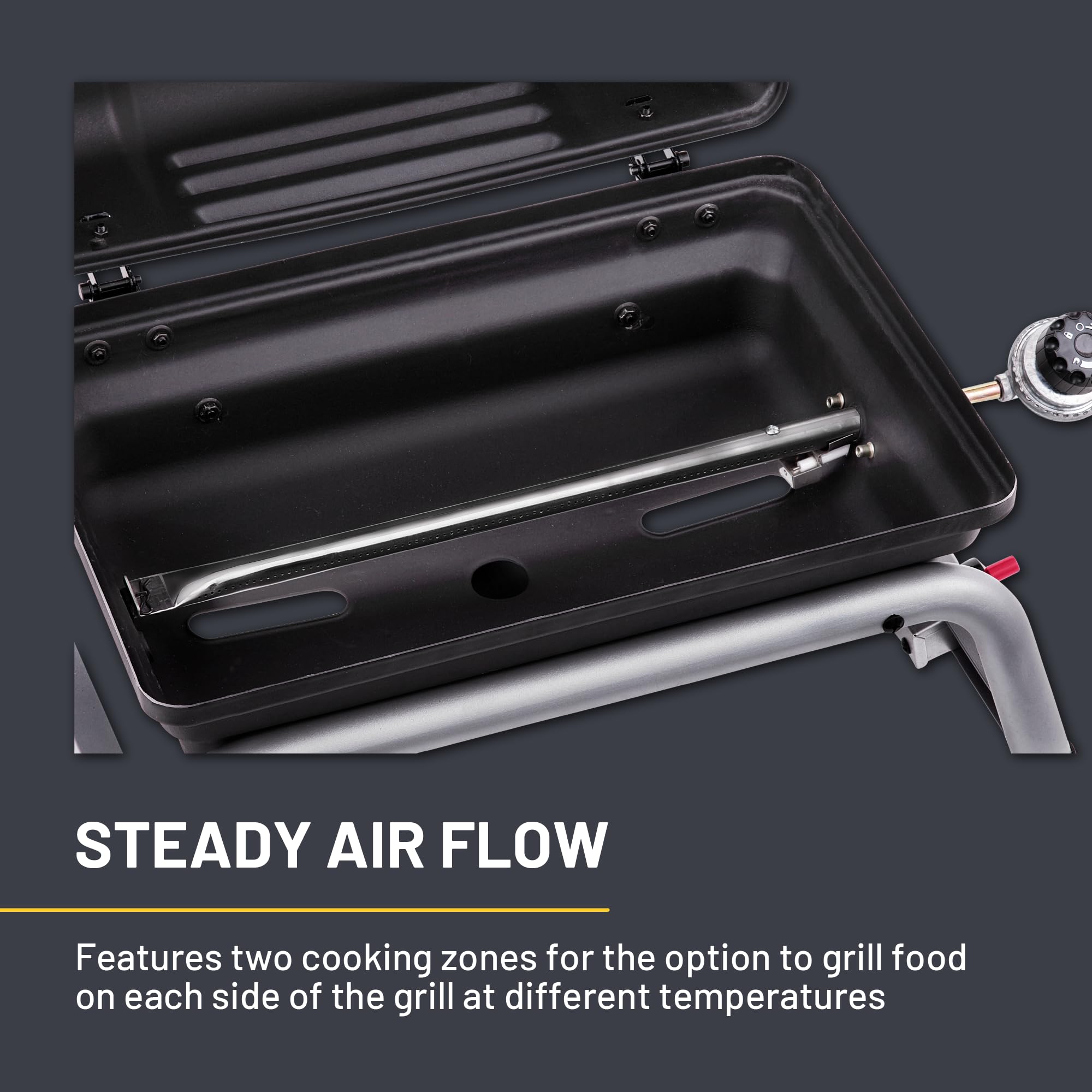Char-Broil 1-Burner portable grill in compact packaging for quick setup.
