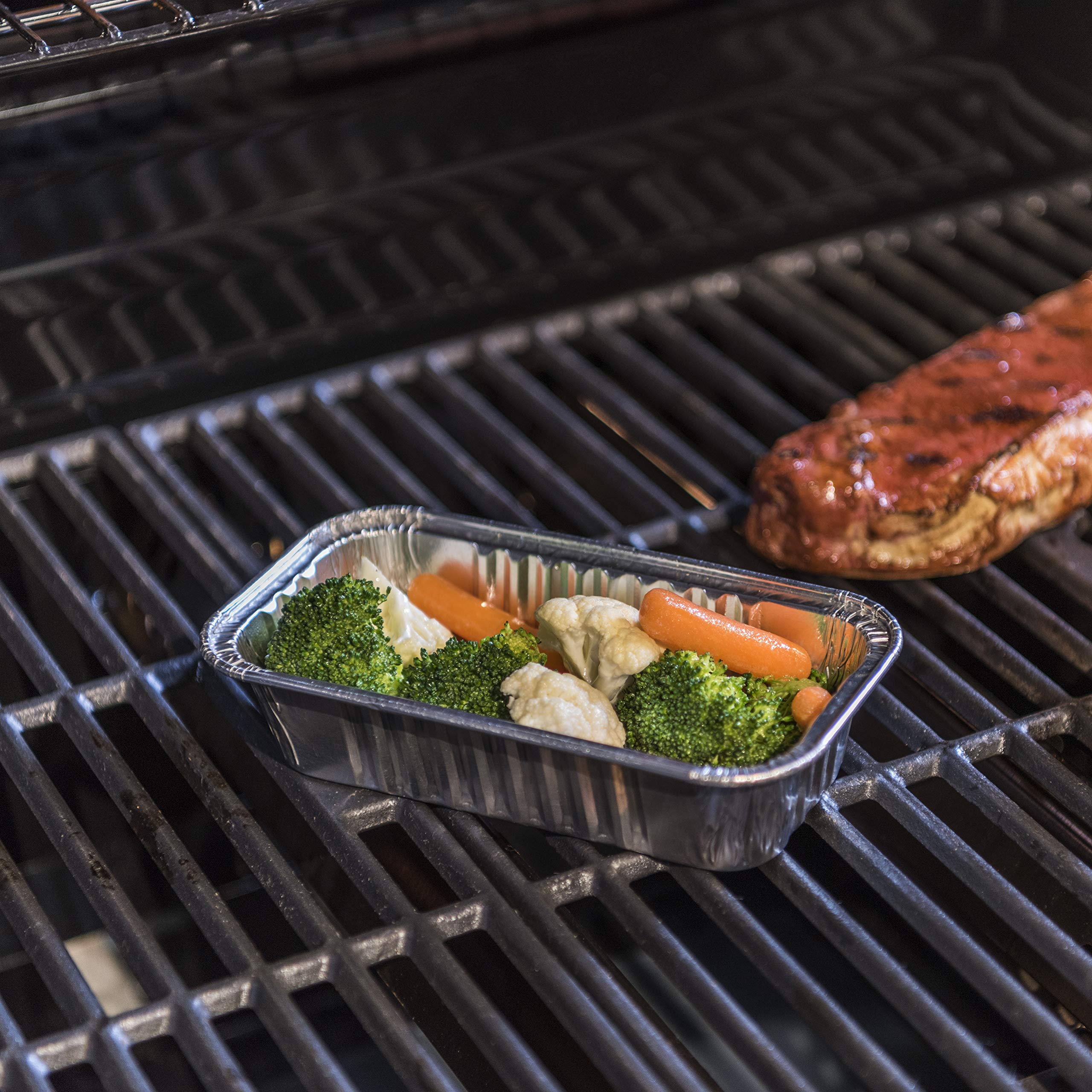Charbroil aluminum drip pans ready for baking bread on the grill.