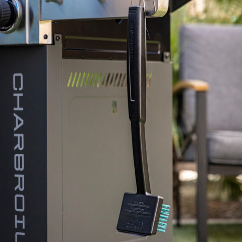 Charbroil built-in scraper for tougher residue removal