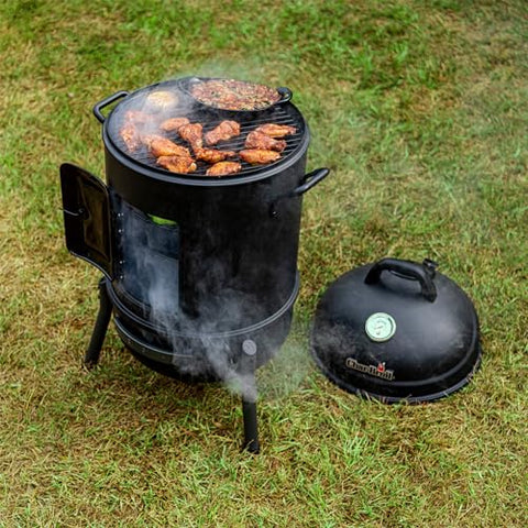 Char-Broil Bullet Smoker offers 388 sq in cooking space for family meals.