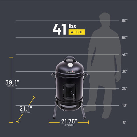 Char-Broil Bullet Smoker dual-carry handles support easy transport.