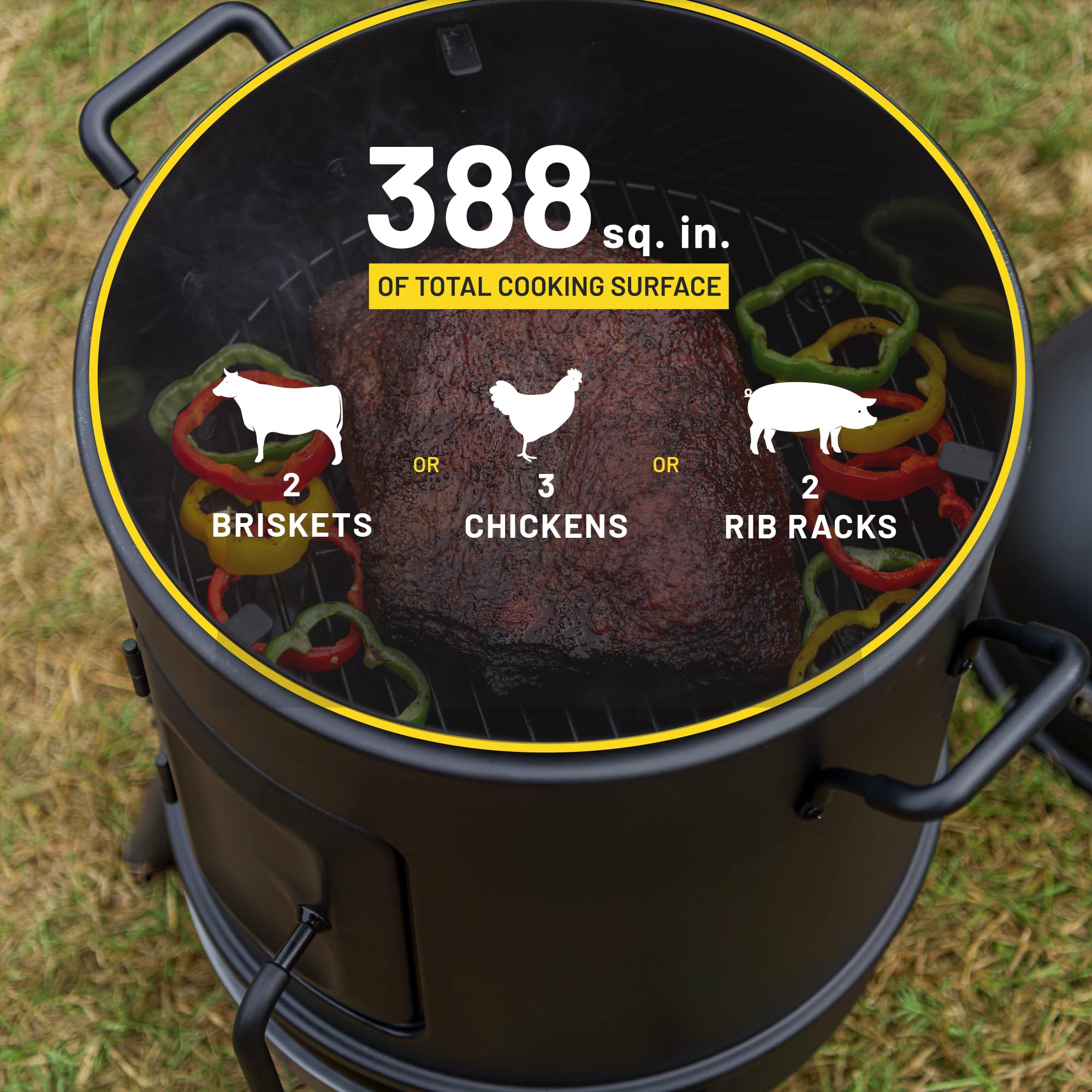 Char-Broil Bullet Smoker water pan helps maintain moisture during cooks.