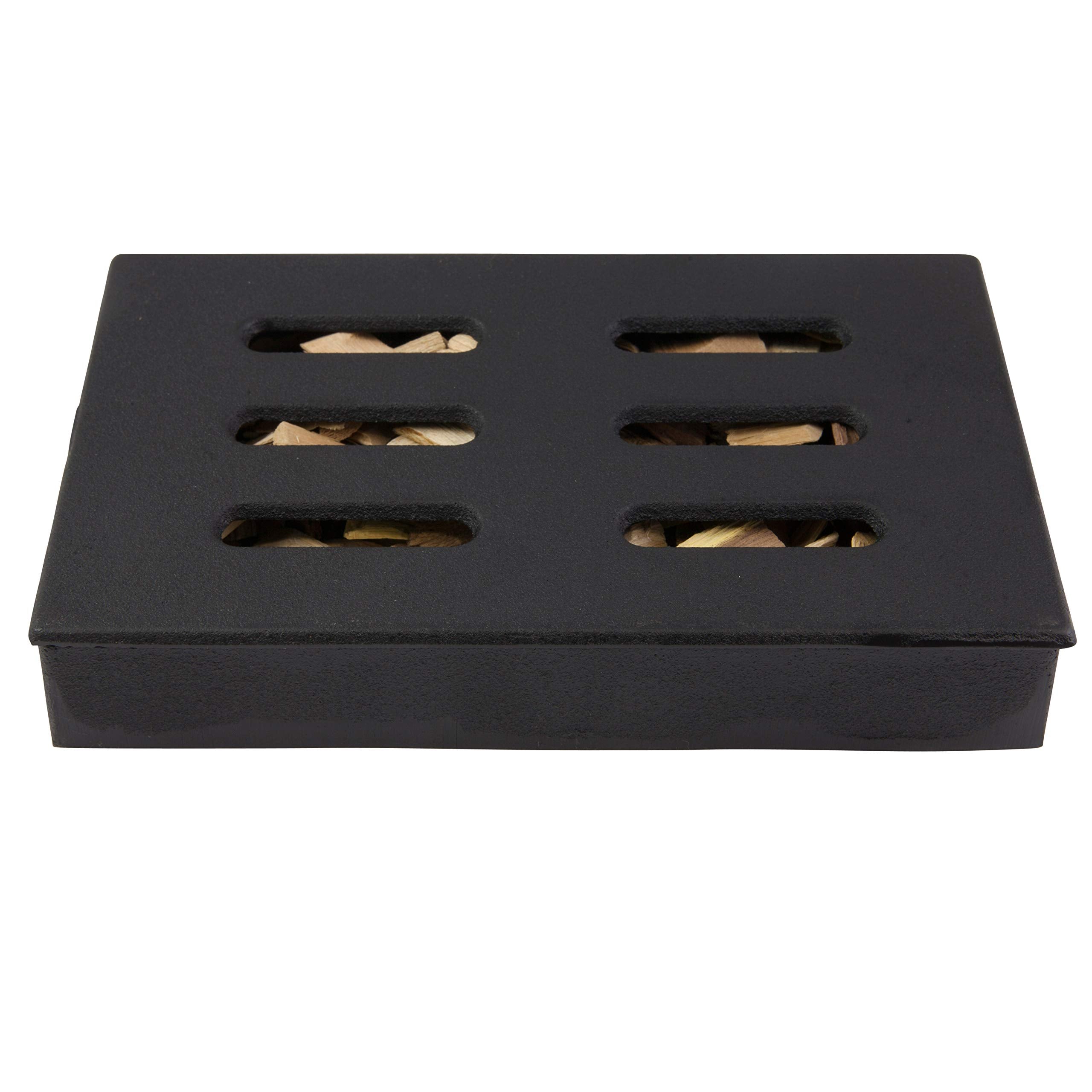 Char-Broil cast iron smoker box retains heat for high-heat grilling