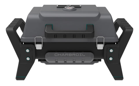 Charbroil Grill2Go X200 front view showing portable tabletop design for outdoor meals.