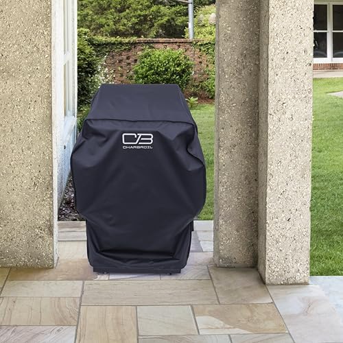 Charbroil Performance small grill cover side view with long straps for a secure, wind-resistant fit.