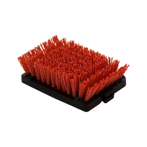 Charbroil SAFER replacement head closeup with vivid red nylon bristles for safe cleaning