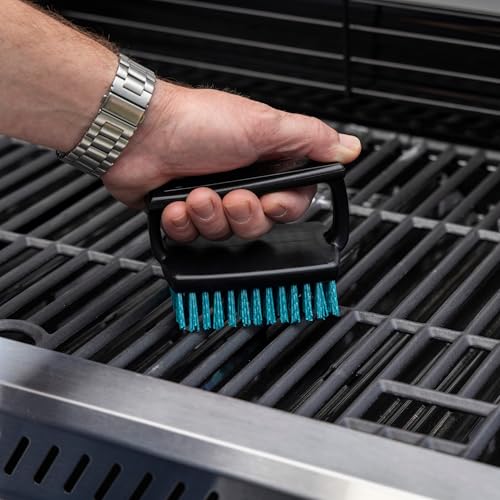 Charbroil Safer Handheld Brush features easy-grip handle for comfortable use.