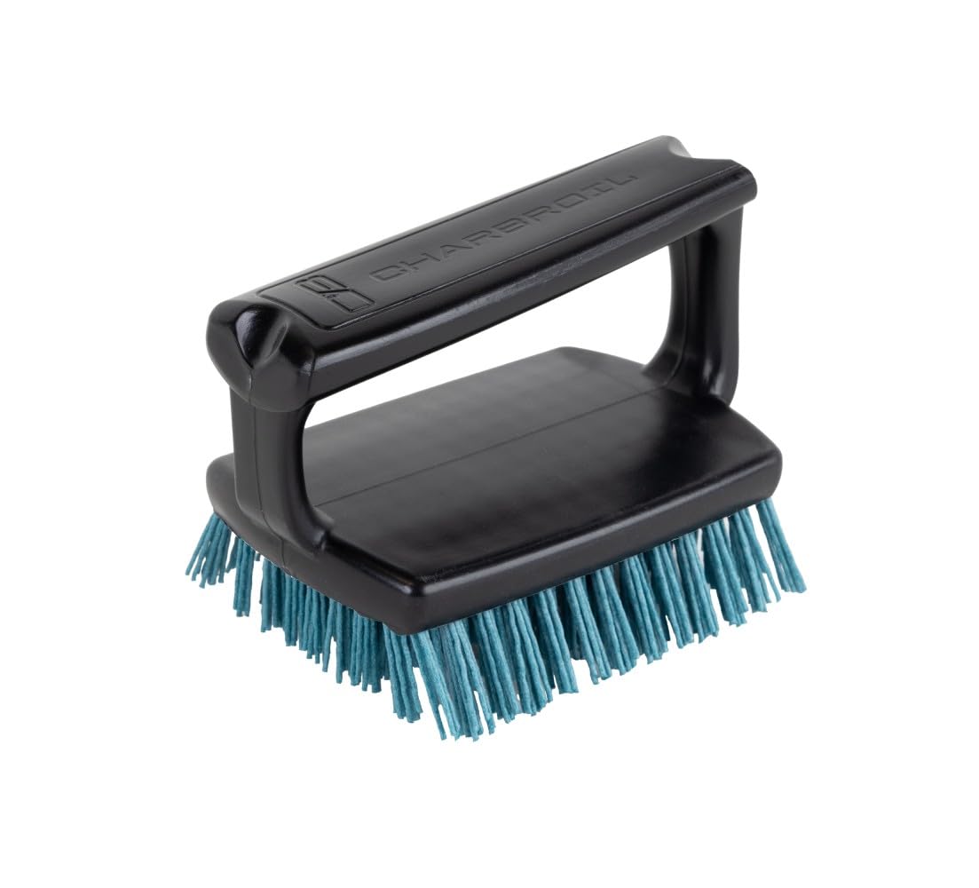 Charbroil Safer Handheld Grill Brush with emerald nylon bristles for safe cleaning on cool grates.