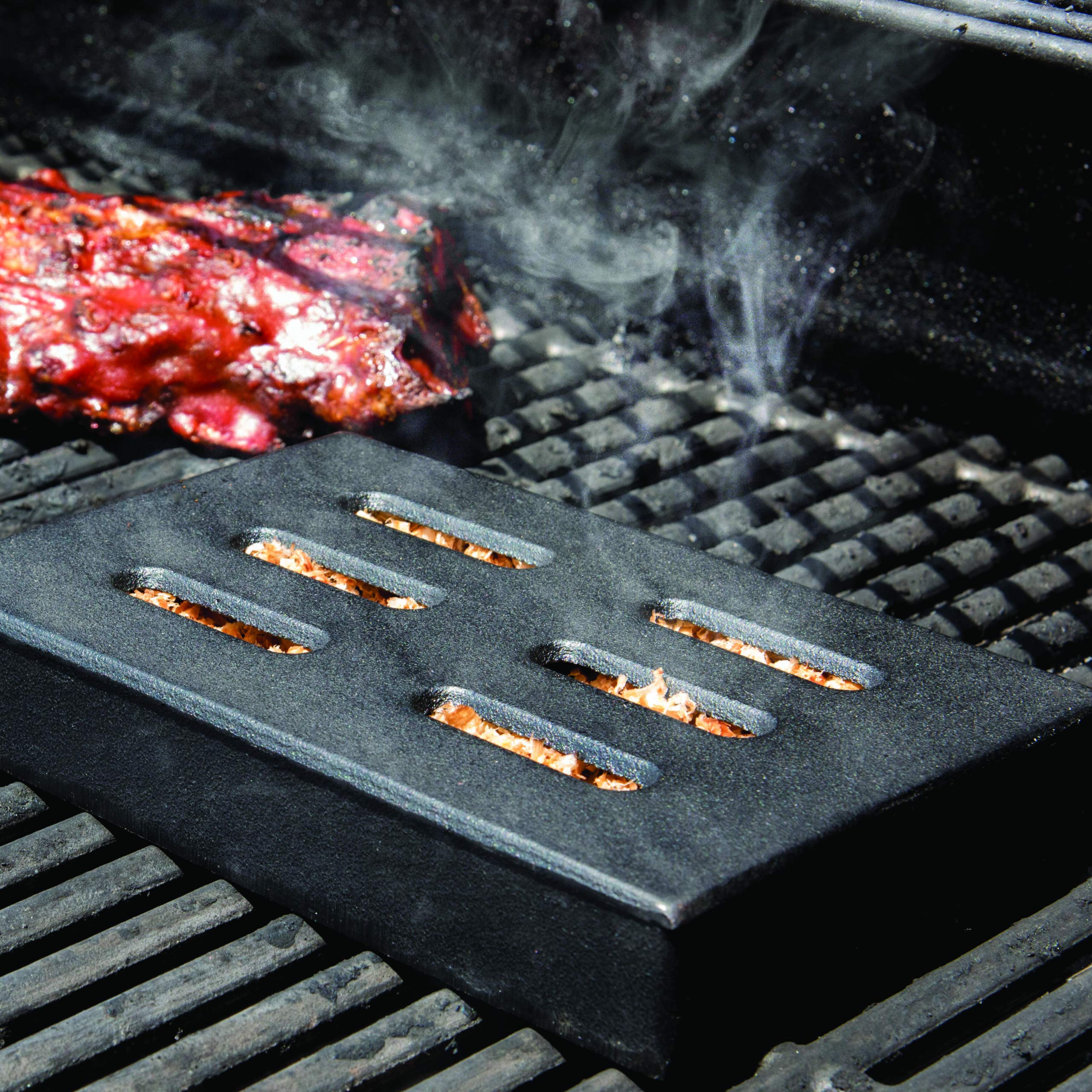 Char-Broil smoker box works with gas or electric grills