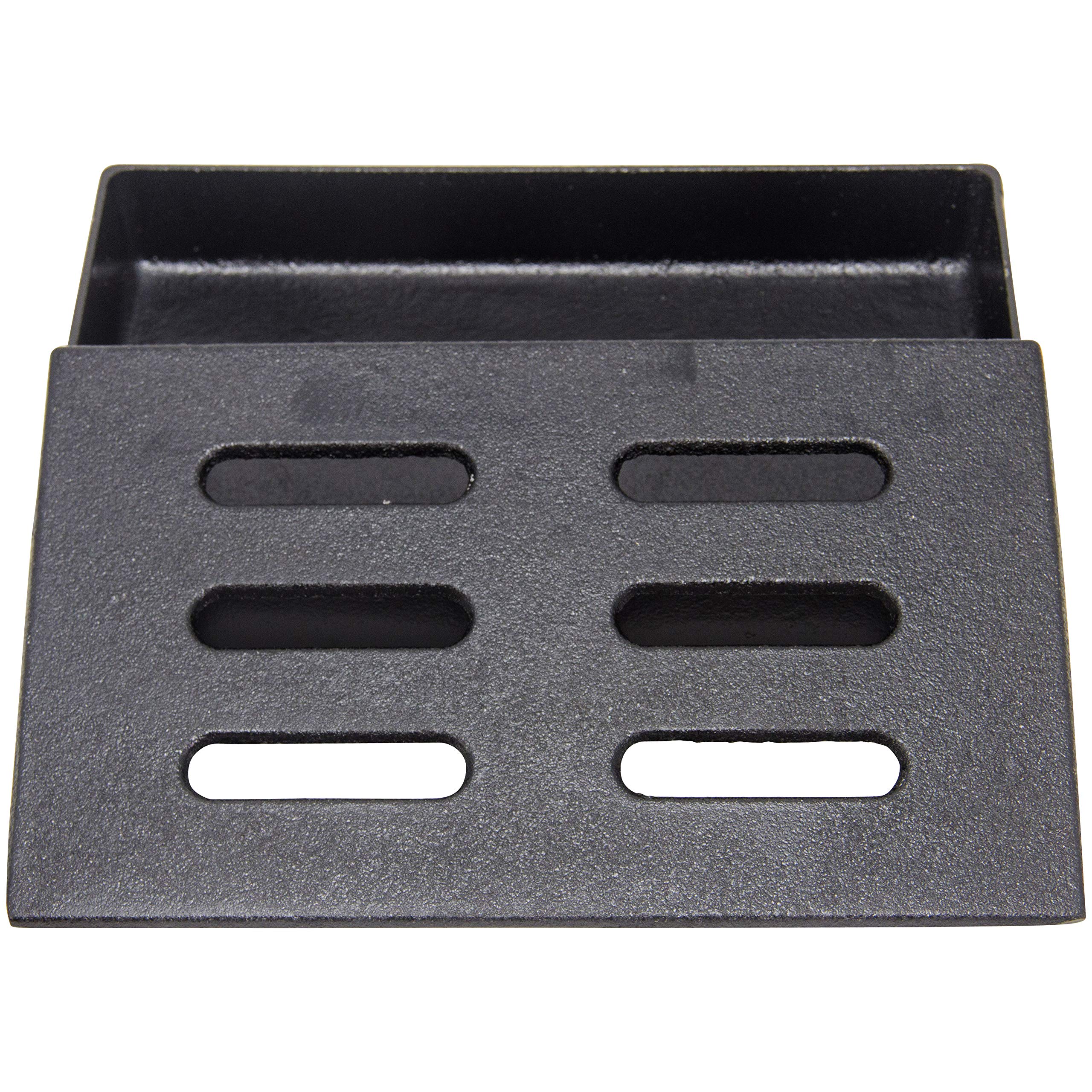 Char-Broil smoker box in use with wood chips for authentic smoke flavor
