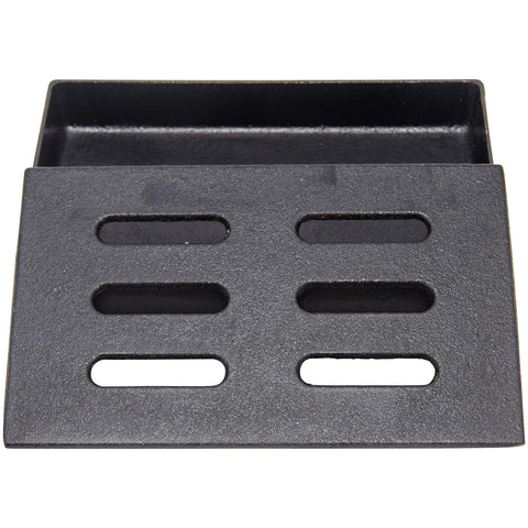 Char-Broil smoker box in use with wood chips for authentic smoke flavor
