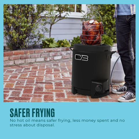 Charbroil The Big Easy safety benefits with oil-free frying and less mess
