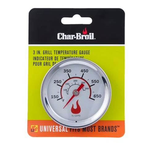 Charbroil universal 3in gauge back view with durable housing for long-lasting performance