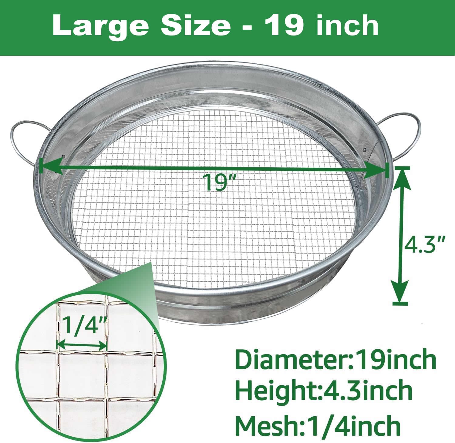 CHARMDECOR soil sifter with handles for easy lifting and tilting.