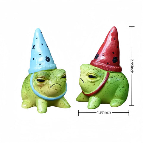 Charming resin frog figurine sized to brighten succulent planters.