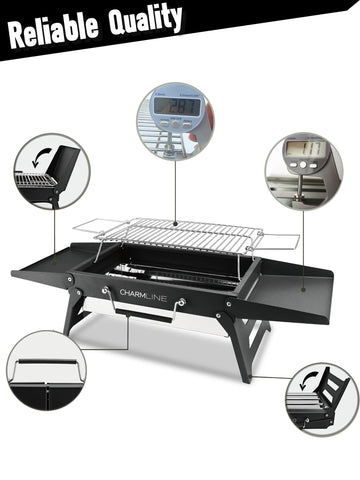 Charmline portable grill pack, ready to use right out of the box.