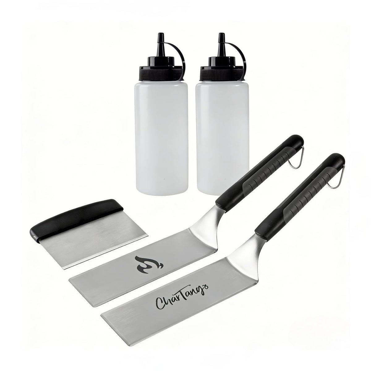 CharTango Blackstone spatula set top view showing heavy-duty 3mm blades for flipping