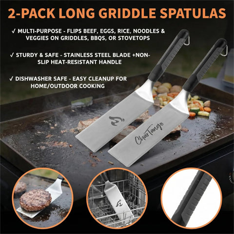 CharTango universal-fit griddle tools ready for Blackstone and Camp Chef