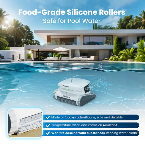 Chasing Hydro 4 at waterline cleans pool edges for a sparkling finish.